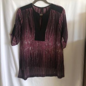 BCBG abstract blouse, rolled sleeves